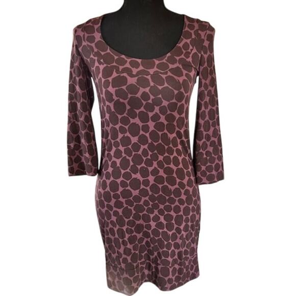 Boden Dark Plum Polka Dot Jersey Knit Stretch Dress, size 2 - Picture 1 of 5